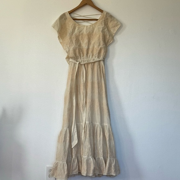 Love Sam Tallulah Silk-Blend Embroidered Ivory Maxi Dress Sz S - Picture 5 of 16
